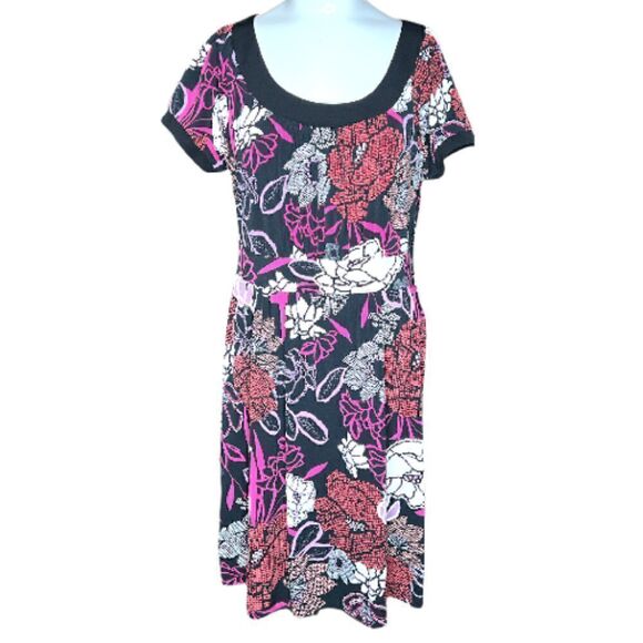 Apt 9 Petite Medium floral scoop neck short sleeve midi dress - Picture 1 of 9